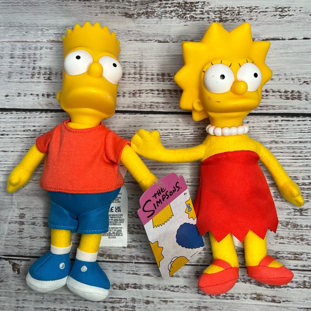 Bart‎ Simpson and Lisa Simpson Dolls The Simpsons Plush Plastic Set of two
